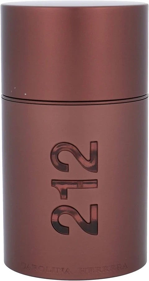 Frasco de perfume Ricky Luxury Carolina Herrera 212 Sexy Men en color marrón metálico con diseño cilíndrico