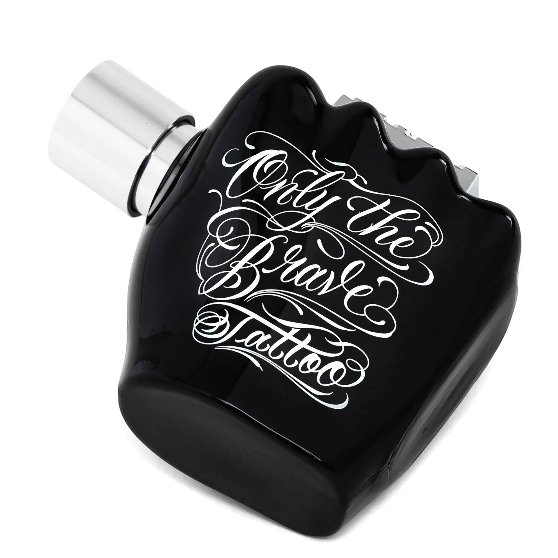 Frasco de perfume Diesel Only The Brave Tattoo en color negro con diseño de puño y letras blancas de Ricky Luxury