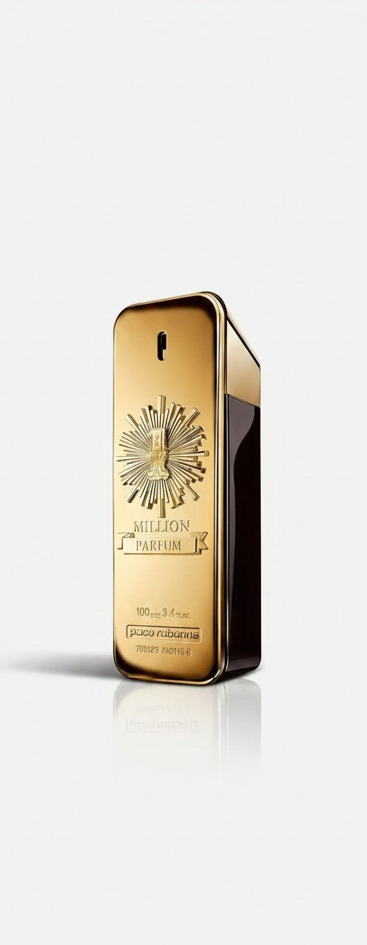 Frasco de perfume Paco Rabanne 1 Million Parfum dorado con diseño de lingote de oro de Ricky Luxury