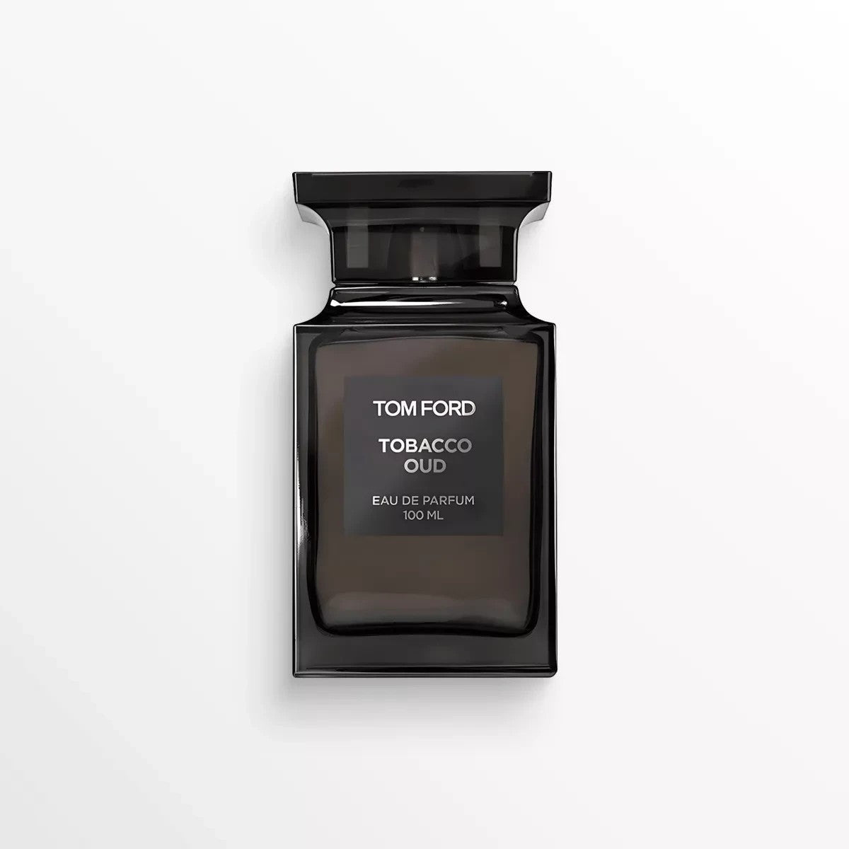 Frasco de perfume Tom Ford Tobacco Oud de 100 ml en cristal negro elegante, disponible en Ricky Luxury