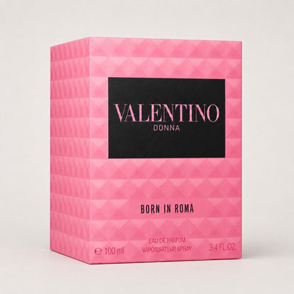 Caja de perfume Valentino Donna Born in Roma de Ricky Luxury en color rosa con diseño texturizado